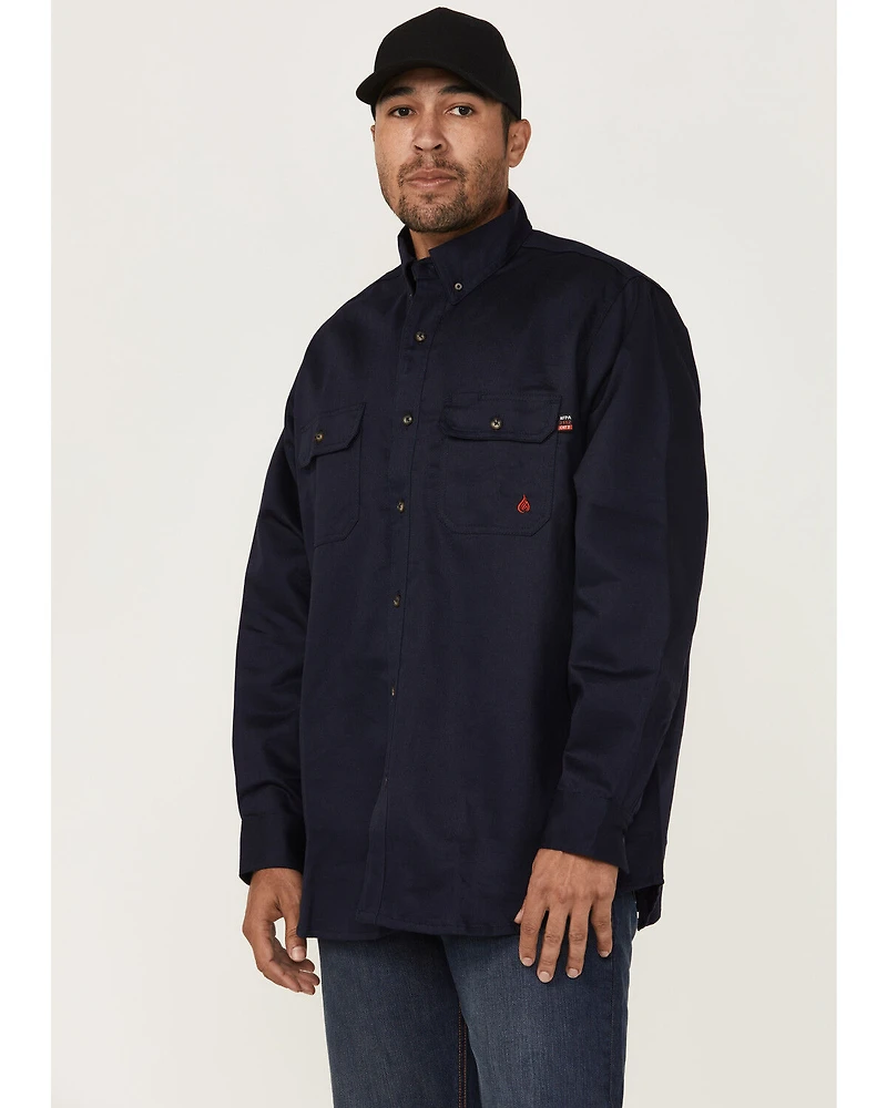 Forge Workwear Men's FR Solid Long Sleeve Button-Down Work Shirt