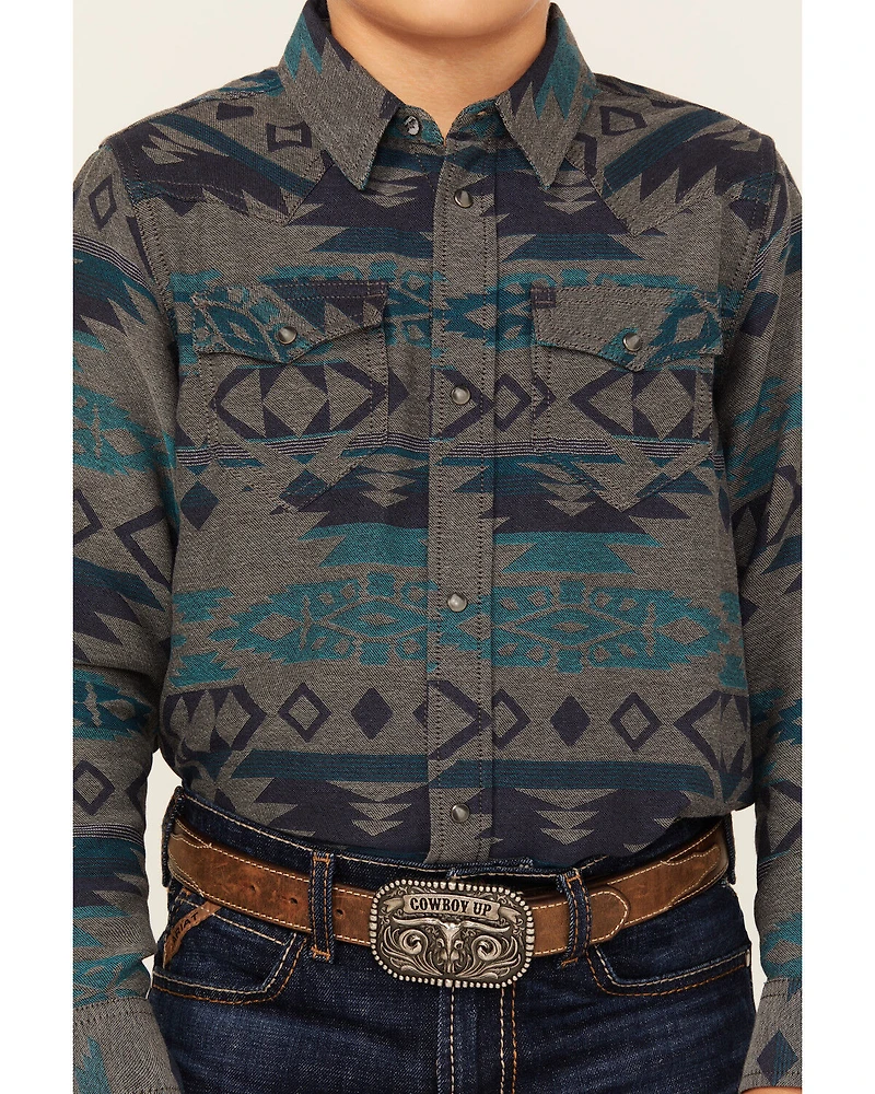Cody James Boys' Julian Southwestern Print Long Sleeve Snap Western Shirt
