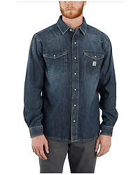 Carhartt Men's Montana Relaxed Fit Medium Washed Long Sleeve Snap Denim Work Shirt