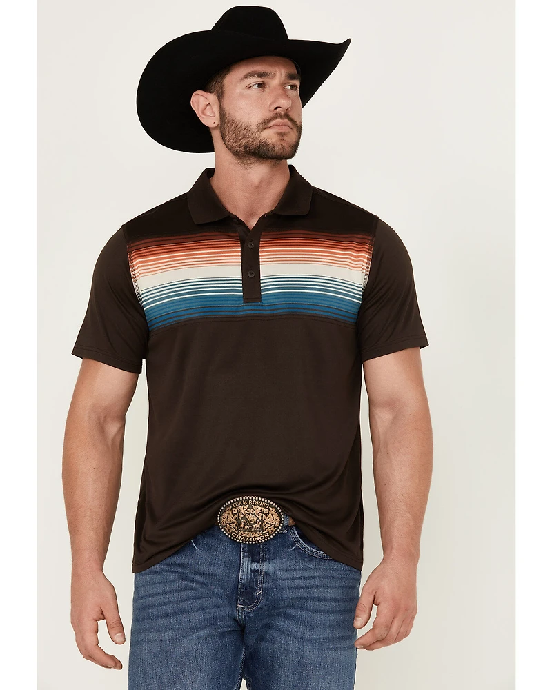 RANK 45® Men's Primetime Chest Stripe Button-Down Polo Shirt
