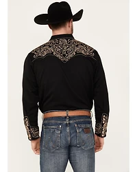 Scully Men's Embroidered Scroll Long Sleeve Snap Western Shirt