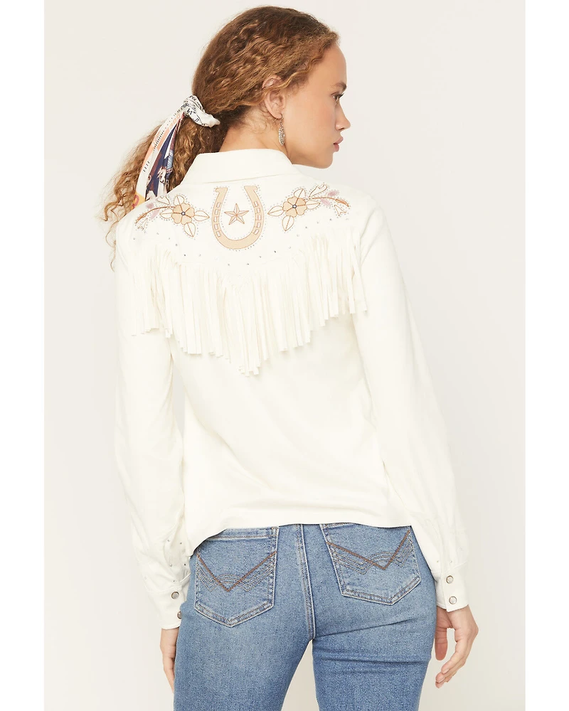 Idyllwind Women's Randy Embroidered Faux Suede Long Sleeve Snap Western Shirt
