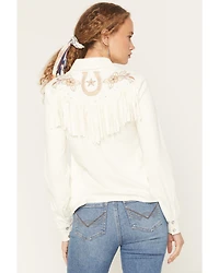 Idyllwind Women's Randy Embroidered Faux Suede Long Sleeve Snap Western Shirt
