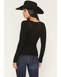 Miss Me Women's Embellished Lace Long Sleeve Shirt