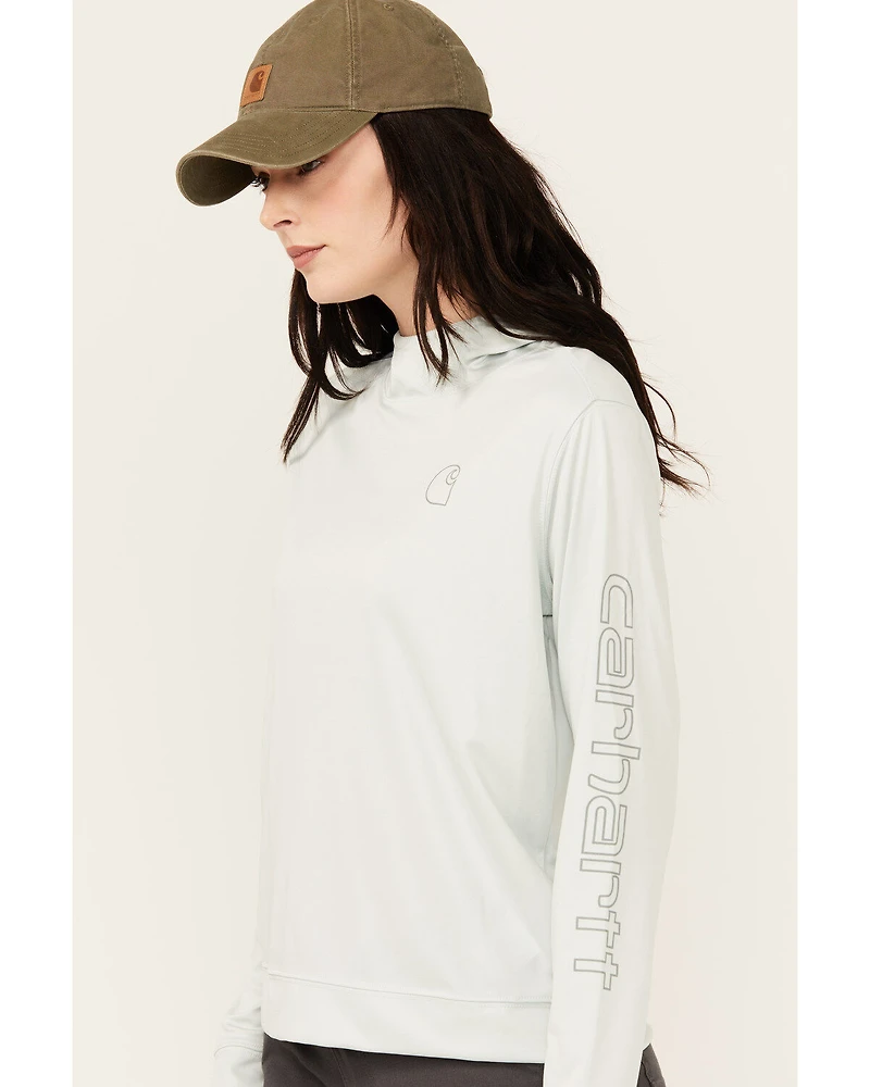 Carhartt Women's Force Sun Defender Relaxed Fit Lightweight Logo Hooded Graphic Long Sleeve
