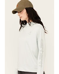 Carhartt Women's Force Sun Defender Relaxed Fit Lightweight Logo Hooded Graphic Long Sleeve
