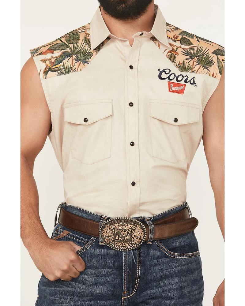 Coors Men's Boot Barn Exclusive Banquet Rodeo Logo Sleeveless Snap Bubba