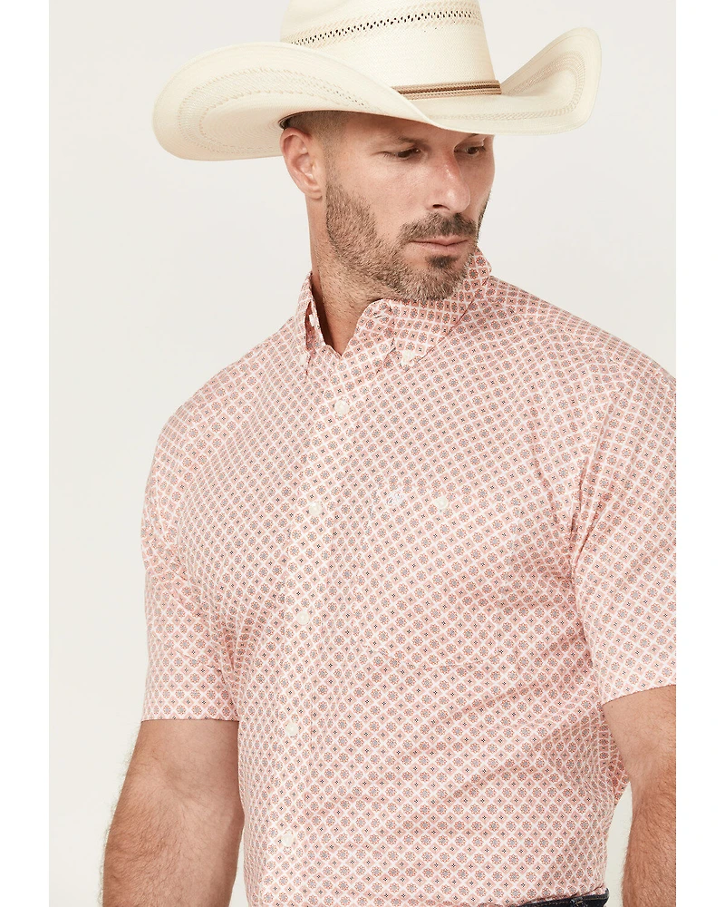 Wrangler Men's Classic Medallion Print Short Sleeve Button-Down Western Shirt