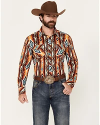 Rock & Roll Denim Men's Southwestern Striped Long Sleeve Snap Stretch Western Shirt