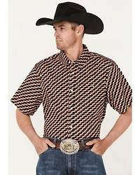 RANK 45® Men's Mudslinger Geo Print Button-Down Stretch Western Shirt