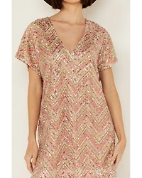 By Together Women's Chevron Sequins Mini Dress