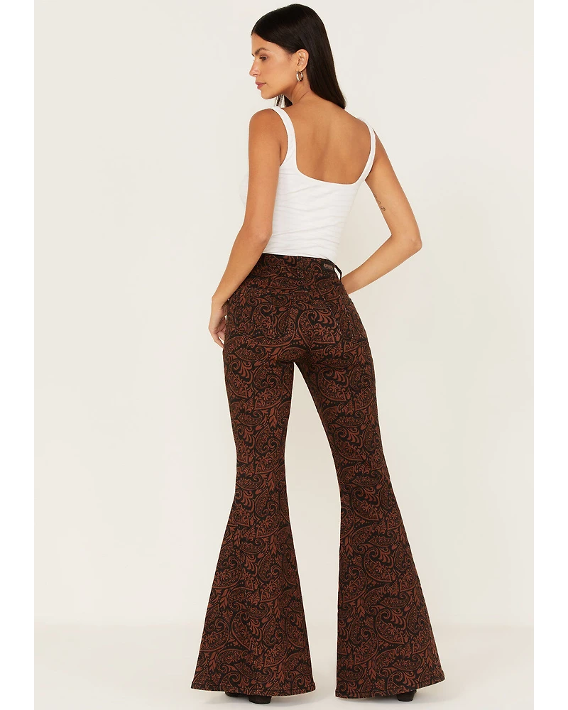 Shyanne Women's Paisley Print Super Flare Jeans