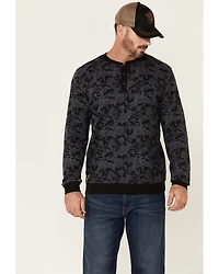 Moonshine Spirit Men's Alpha Bravo Camo Print Long Sleeve Henley T-Shirt