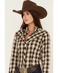 Roper Women's Plaid Print Long Sleeve Pearl Snap Western Shirt