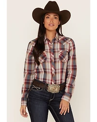 Roper Women's Plaid Print Long Sleeve Snap Performance Western Shirt
