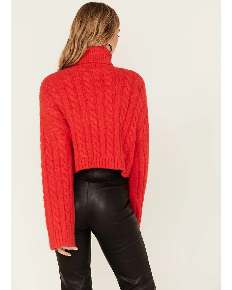 Revel Women's Cable Knit Turtleneck Sweater