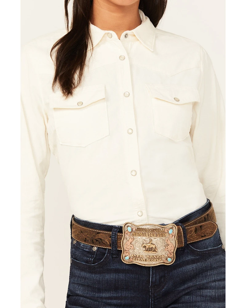Shyanne Women's Maplewood Long Sleeve Pearl Snap Corduroy Shirt