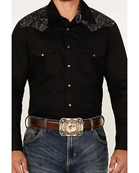 Rock & Roll Denim Men's Paisley Yoke Long Sleeve Pearl Snap Stretch Western Shirt