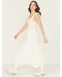 Rock & Roll Denim Women's Eyelet Sleeveless Midi Dress