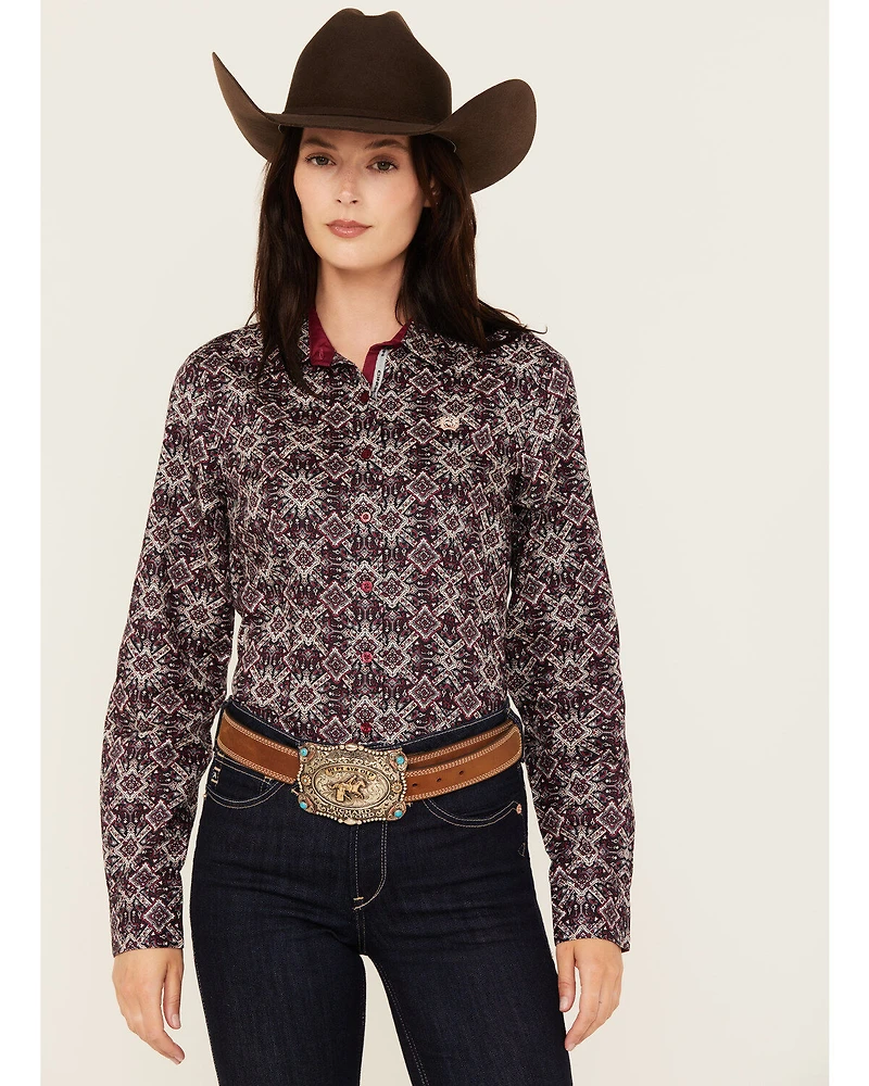 Cinch Women's Printed Long Sleeve Button Down Western Shirt
