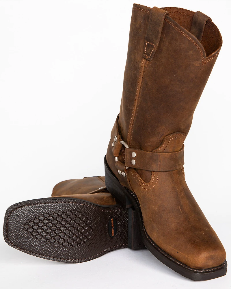 Brothers and Sons Men's Pull On Motorcycle Boots - Square Toe