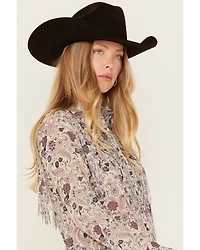 Shyanne Women's Printed Long Sleeve Fringe Button-Down Western Shirt