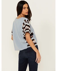 Cleo + Wolf Women's Ashton Mixed Media Short Sleeve Thermal Shirt