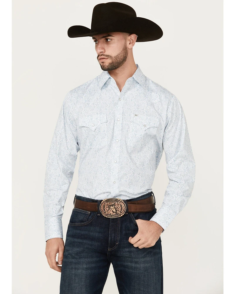 Ely Walker Men's Paisley Print Long Sleeve Snap Western Shirt