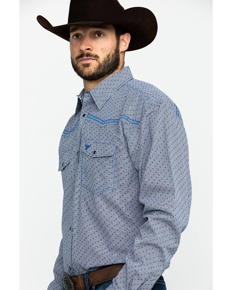 Cowboy Hardware Men's Dobby Print Long Sleeve Western Shirt