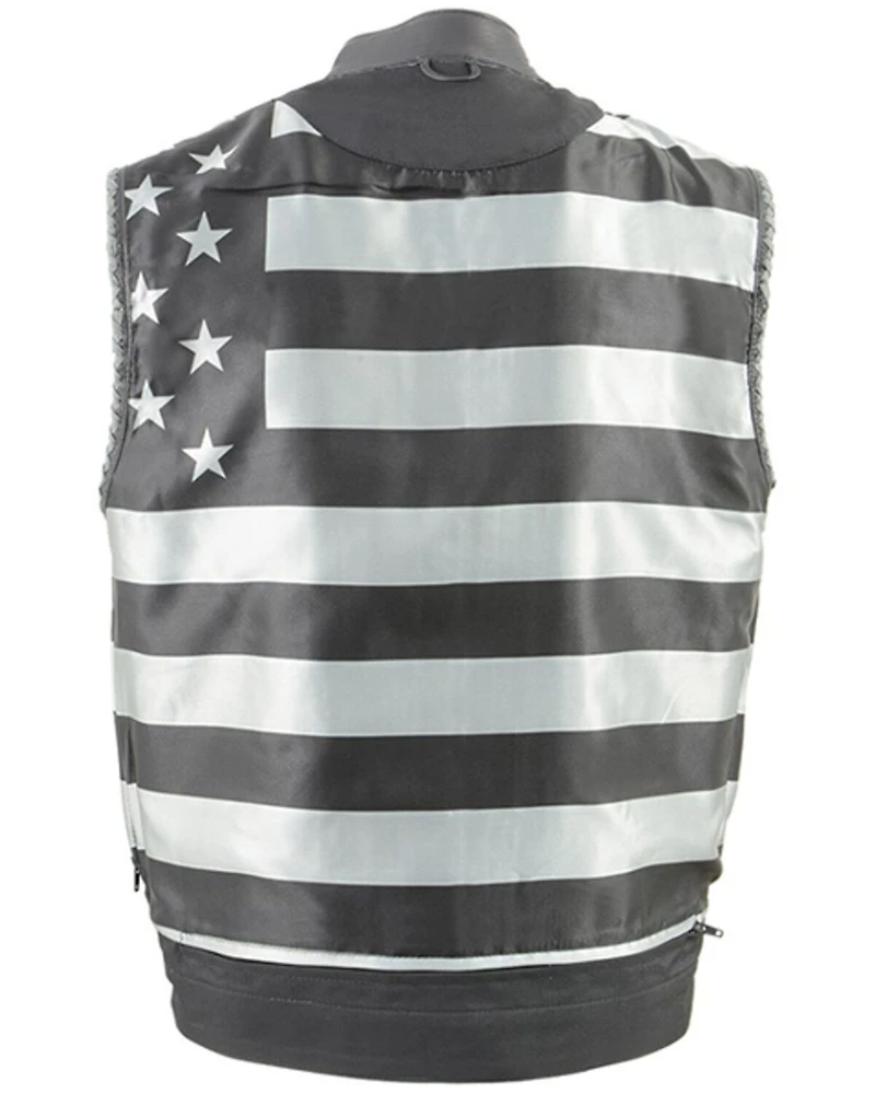 Milwaukee Leather Men's Old Glory Laced Arm Hole Concealed Carry Leather Vest - 7X