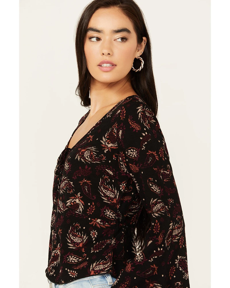 Idyllwind Women's Tara Tie Front Bell Sleeve Blouse