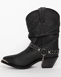 Shyanne Women's Tammye Slouch Harness Fashion Boots - Round Toe