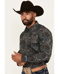 Gibson Trading Co Men's Crazy Paisley Print Long Sleeve Snap Western Shirt