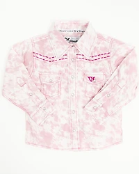 Cowgirl Hardware Toddler Girls' Cowhide Print Long Sleeve Snap Western Shirt