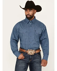 George Strait by Wrangler Men's Printed Long Sleeve Stretch Western Shirt