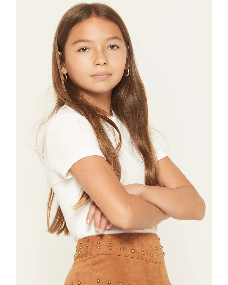 Fornia Girls' Faux Suede Fringe Skirt
