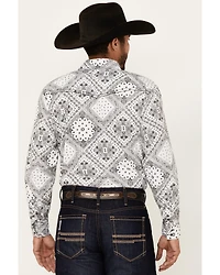 Cowboy Hardware Men's Bandana Print Long Sleeve Pearl Snap Western Shirt