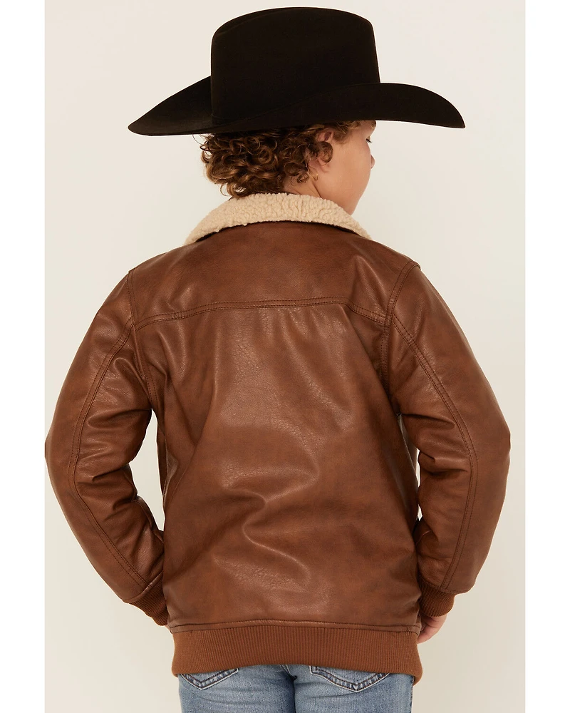 Urban Republic Boys' Faux Leather Bomber Jacket