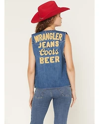 Wrangler x Coors Banquet Women's Golden Blue Button-Down Denim Vest