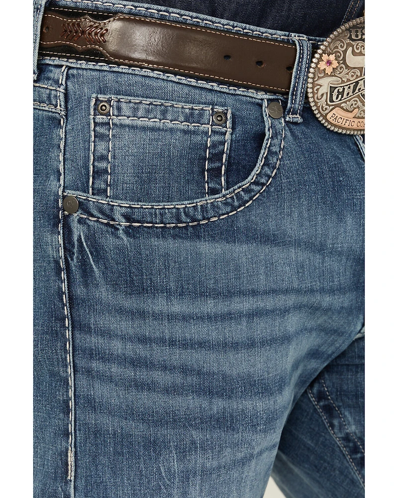 Rock 47 by Wrangler Men's Sand Springs Medium Wash Slim Bootcut Stretch Denim Jeans