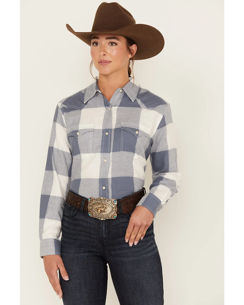 Wrangler Women's Boot Barn Exclusive Buffalo Check Print Long Sleeve Western Flannel Snap Shirt