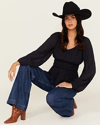 Shyanne Women's Dobby Pinstripe Long Sleeve Blouse