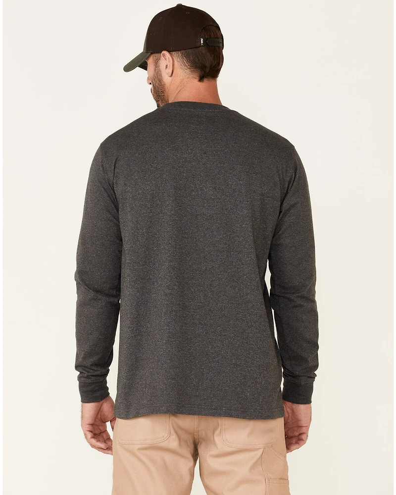 Hawx Men's Solid Charcoal Forge Long Sleeve Work Pocket T-Shirt - Tall