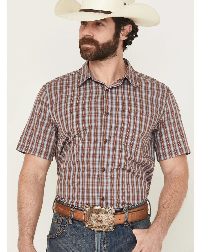 Gibson Trading Co Men's Mud Hole Plaid Print Short Sleeve Button-Down Western Shirt