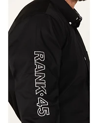 RANK 45® Men's Solid Performance Twill Logo Long Sleeve Button-Down Western Shirt