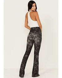 7 For All Mankind Women's Floral Print High Rise Slim Stretch Bootcut Jeans