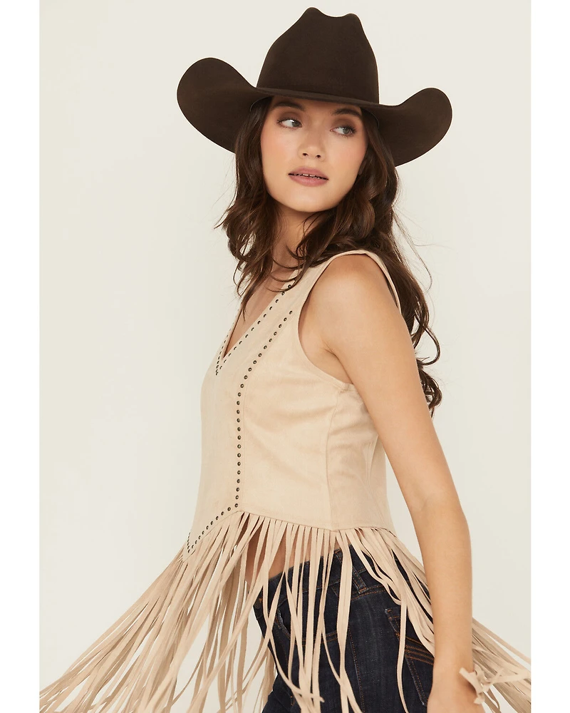 Idyllwind Women's Monticello Fringe Faux Suede Studded Tank