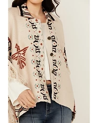 Idyllwind Women's Flyaway Southwestern Print Fringe Button-Down Poncho