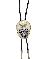 Western Express Men's German Silver Abalone Eagle Bolo Tie