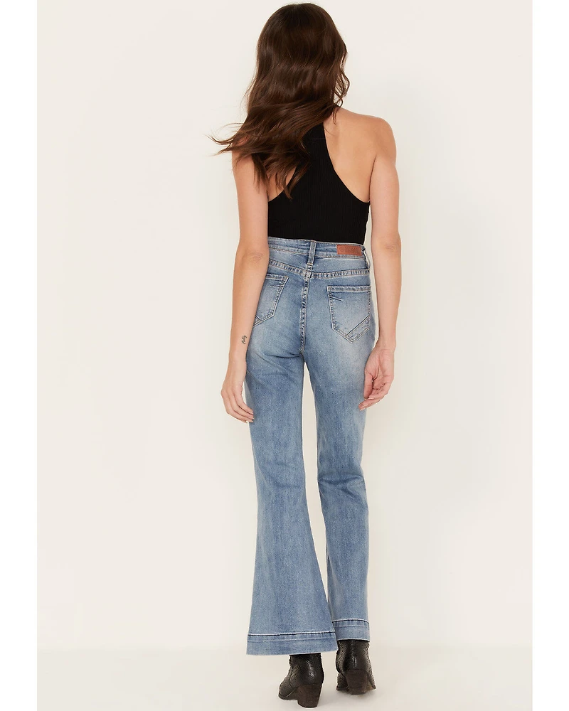Rock & Roll Denim Women's High Rise Slit Trouser Jeans